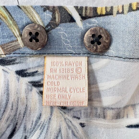 Hawaiian Shirt Campia Moda Button Men L Palm Trees Rayon Short Sleeve Tropical - Picture 9 of 11